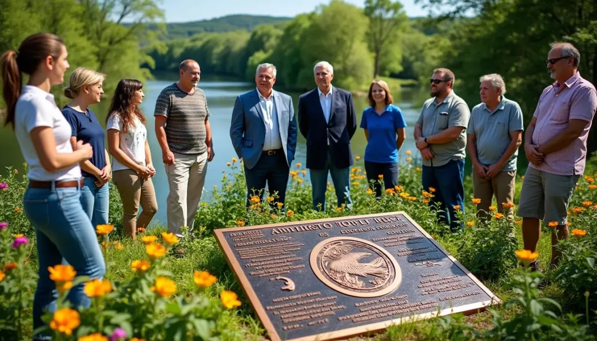 Cérémonie de dévoilement de la plaque en l'honneur des efforts de préservation de l'Arroux